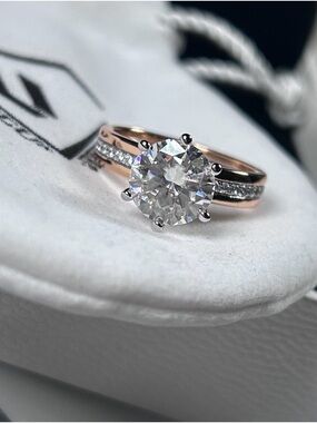 NEW 3ct Moissanite Two Tone Engagement Wedding Ring - 925 Sterling Silver - Sz 7